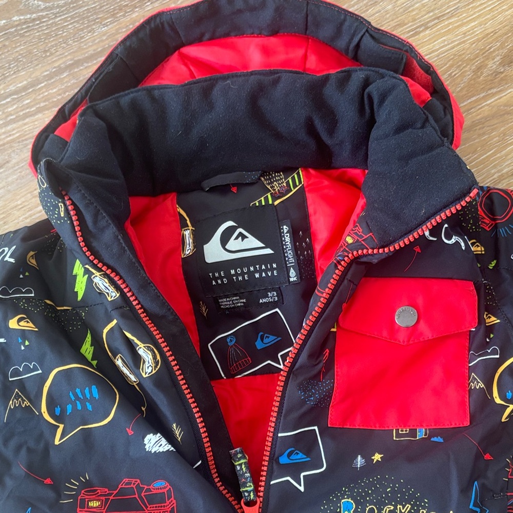 Quiksilver Youth Black Jacket with Red Highlights
